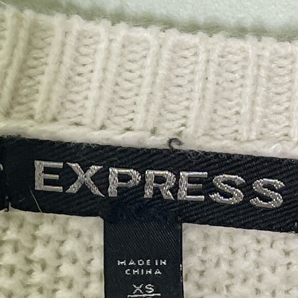 Express Tunic Sweater Rib Knit Long Sleeve Round Neck Cream Lagenlook XS - Picture 4 of 11